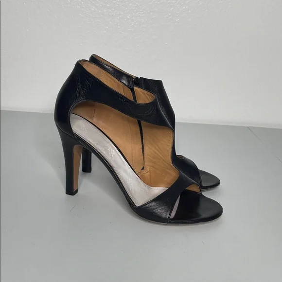 MM6 Maison Margiela Leather Black Heel Zip Sandals Size EUR 40 US 10 - Picture 1 of 8